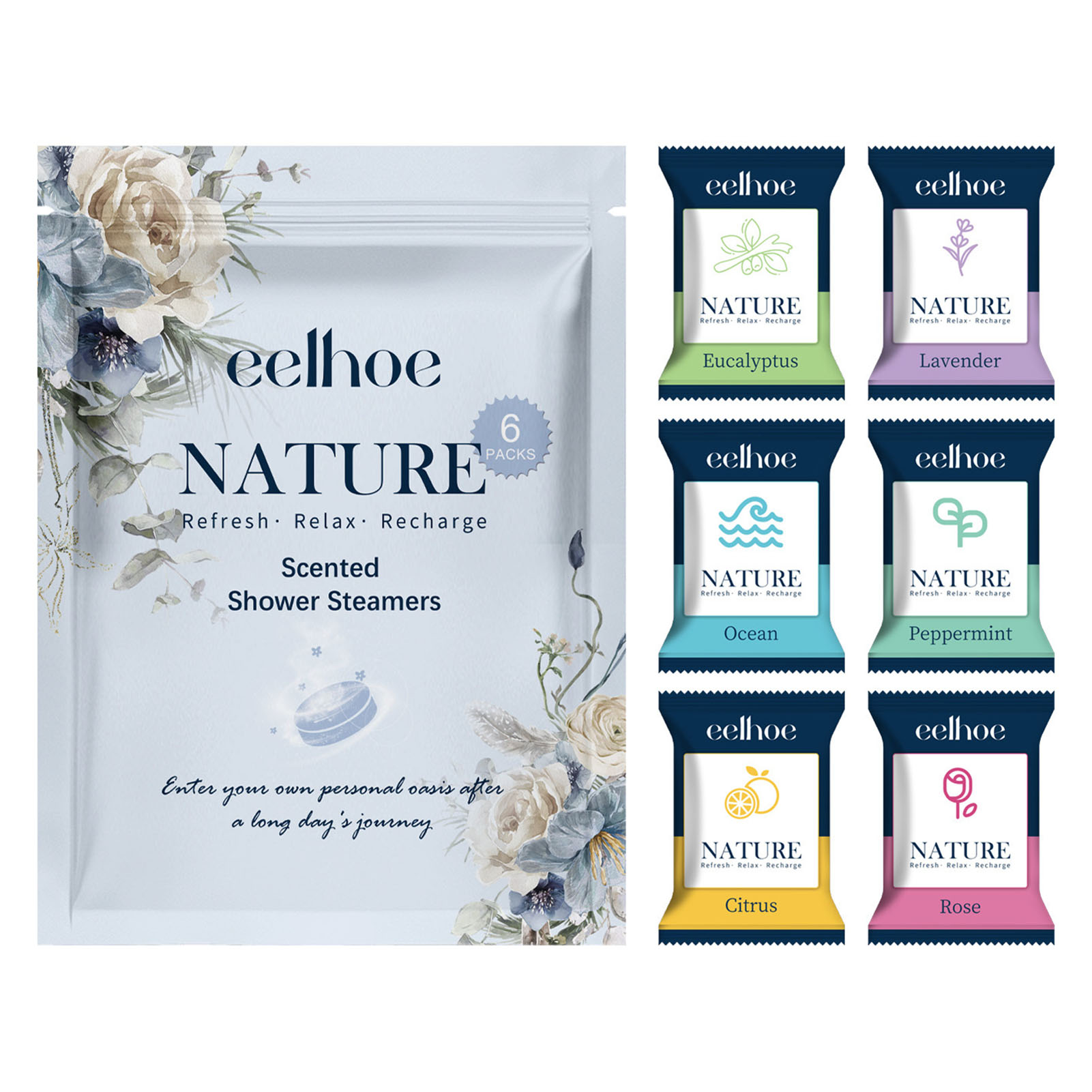 Shower Steamer Tablet - Comprimés de douche d'aromathérapie, 6 pièces,