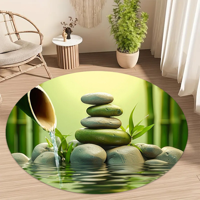Wellness Spa With Hotel - Tapis rond Zen en bambou et